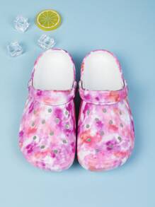 CIVHOM Women's Tie-Dye Pattern Clogs, Slip On Lightweight Two-Way Wear Garden Clogs, Non-Slip Summer Beach Slides