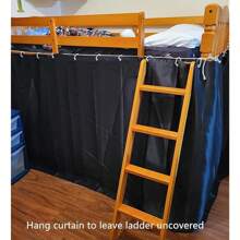 Heavy-Duty Blackout Bottom Bunk Bed Curtains Privacy Canopy Twin Size For Home Dorm, 2 Panels, Black - Hải quân - Xem 6