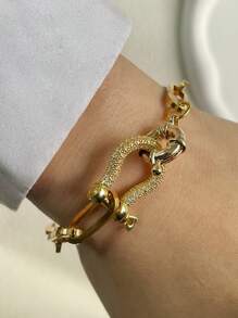 STYLEVER 1pc Gold Horseshoe Buckle Chain ,Carabiner Lock Clasp Chain,Gold Screw Clasp Link Chain ,Gold Horseshoe Buckle Chain,U-Shaped Buckle Bracelet,Colorful Horseshoe Bracelet