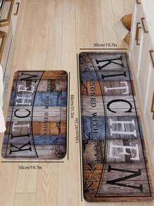 1pc Colorful Wooden Board Text Printed Kitchen Mat, Plush Rectangular Soft Anti-Slip Absorbent Rug For Kitchen, Dining Room, Living Room, Home Use Gifts Birthday Graduation Room Decor Home Decor Bathroom Decor Bedroom Decor Room Decoration Stuff Living Room Decor Office Decor House Decor Home Decor Living Room Bathroom Rug Room Decor Aesthetic Carpet Rugs