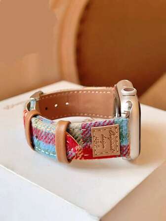 1 Pc Cloth Colorful Leather Loop Compatible With Apple Watch Band For Women 38mm 40mm 41mm 42mm 44mm 45mm 46mm 49mm , Bands Compatible With Apple Watch Strap Series Ultra 10/9/8/7/6/5/4/3/2/1 SE