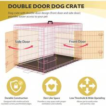 BestPet 24 Inch Dog Crates For Small Dogs Folding Metal Wire Crates Dog Kennels Outdoor And Indoor Pet Dog Cage Crate With Double-Door,Divider Panel, Removable Tray,Black