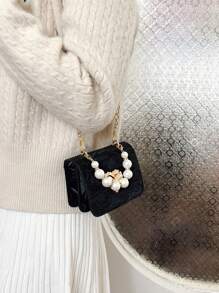 Fashion Pearl Hand-Held Mini Bag, Women's Versatile Shoulder Bag, Chain Crossbody, Red Envelope - Multicolor - View 6