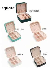 1pc Travel PU Leather Jewelry Box, Multi-Functional Jewelry/Cosmetic Storage Box For Rings, Earrings, Necklaces, Makeup, Jewelry Display Back To School