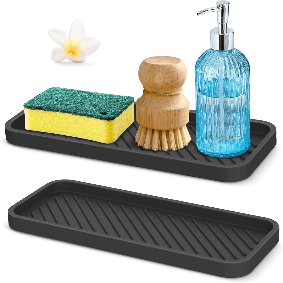 1 pièce Protection anti-éclaboussures pour évier, tapis imperméable en silicone, accessoire pour évier de salle de bain, porte-savon en silicone simple, couvercle de drain de robinet, protecteur de rangement, accessoires de cuisine