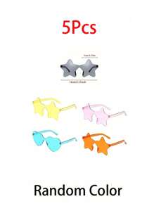 1/5/10 pezzi Occhiali senza montatura a forma di cuore o a forma di stella a cinque punte, una vasta gamma di colori trasparenti e caramella, ideali come regali per feste, perfetti per festa in piscina, feste estive, compleanni, carnevali, eventi divertenti o come bomboniere. (Colori assortiti) Bomboniere per feste di San Valentino