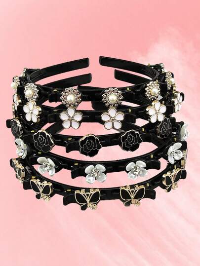 1 pieza/Set Diadema de trenzado de doble capa estilo slouchy, tocado de princesa con mariposa, accesorio para el cabello elegante para mujeres, nuevo pasador para el flequillo, pañuelo para el cabello, diadema, aros para el cabello, accesorios para el cabello