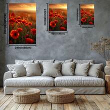 Poppies At Sunset Large Wooden Framed Wall Painting Artist Home Decoration Oil Painting - Bedroom, Bathroom, Living Room, Office, Kitchen, Christmas Gifts - 1 Piece
