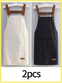 Waterproof And Oil Resistant Canvas Apron - Floral Design, Adjustable Waistband, Breathable Fabric, New Kitchen Home Cooking Oil And Stain Resistant Apron, Kitchen, Bathroom, Family, Household Products,Waterproof Oil Resistant Cooking Apron With Pockets - Adjustable And Multi-Purpose, Suitable For Coffee Bars And Restaurants