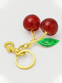 1pc Cherry Shaped Crystal Pendant, New Arrival Large Cherry Pendant With Keychain Clip, Sparkling Resin & Metal Cherry Charm Keyring For Women Wallet And Bags Valentine's Day Car Accessories Bag Charm Backpack For School
