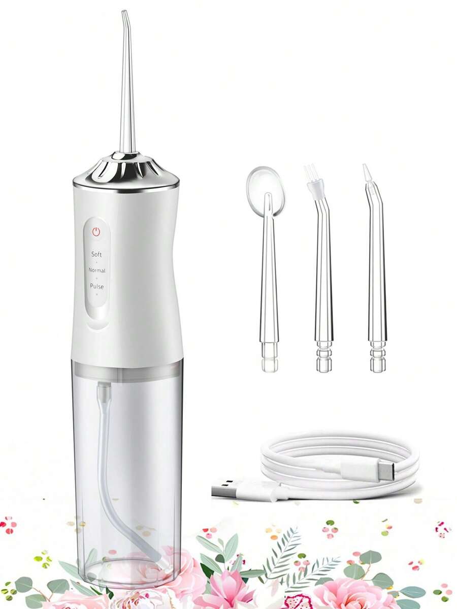 1 件个人护理器具，电动水牙线口腔冲洗器，带 3 种模式和 4 个喷嘴，家用口腔护理电动牙线多色节日礼品选择