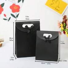 1pc Customized Gift Bag With Name, Valentines Gift Bag Flap Bow Handled Paper Bag Gold Font Gift Bag Souvenir Kraft Paper Bag, Customized Gift Bag,SummerHoliday - Black - View 7