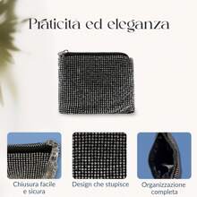 Porta-moedas pequeno com zíper para mulheres com alça de pulso | Carteira feminina elegante com strass, adequada para uso como uma pequena bolsa de mão | Porta-moedas pequeno para mulheres, 11,5 x 9 x 1,5 cm