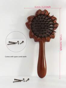 One-Piece Sandalwood Carved Floral Comb Airbag Massage Comb, Compact Soft Cushion Ladies Handbag Hair Comb Hair Brush, Comb, Hair Tools, Hair Products And Accessories For Barber Salon Beauty Back To School, Travel Holiday Essentials, Hair Accessories Brushes, Edge Brush Hair Comb Hair, Detangling Brush, Comb, Slick Back Brush, Hairbrush, Edge Brush Hair Brush - Brown - View 7