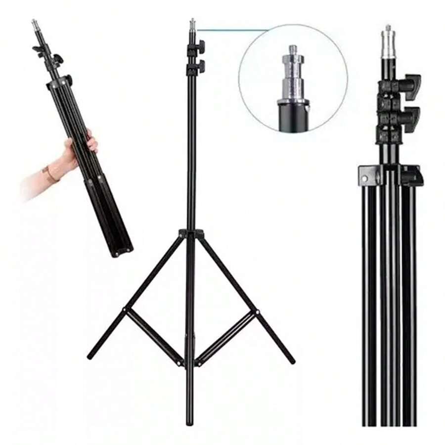 Tripé 2,1m Profissional ideal para grava vídeo Youtuber Instagramm Foto Vídeo Live Aula - Preto - Visão 1