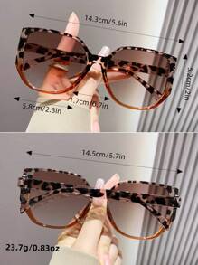 复古方形超大豹纹塑料太阳镜，波西米亚风格经典时尚眼镜，适合户外旅行海滩度假，驾驶时防紫外线，时尚遮阳优雅装扮，家庭出游旅行度假，适合夏季海滩度假、户外、旅行 - 彩色 - 查看 5