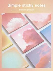 200/50 Gradient Sticky Notes, Minimalist Cloud Design, Sticky, Suitable For Messages, Memo Notes, Note Pads, Cute And High-Quality Student Style, Casual Style For Back To School