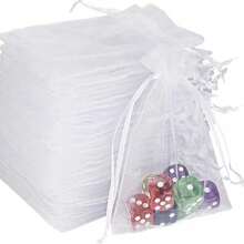 10/50/100pcs White Gift Packaging Bags, White Organza Candy Bags For Dinner Table, Various Festival Party Packaging Supplies, Holiday Home Goods, Wedding Party Gift Packaging