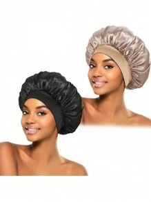 Bonnet de soie pour dormir, bonnets à cheveux en satin, bonnet de nuit en soie à bande élastique douce, enveloppement de cheveux en soie pour cheveux bouclés, idéal pour préserver les boucles pendant la nuit, bonnets de douche toutes saisons, confortable pour les patients en chimiothérapie, décoration de salle de bain d'été, bonnet de cheveux pour la rentrée scolaire
