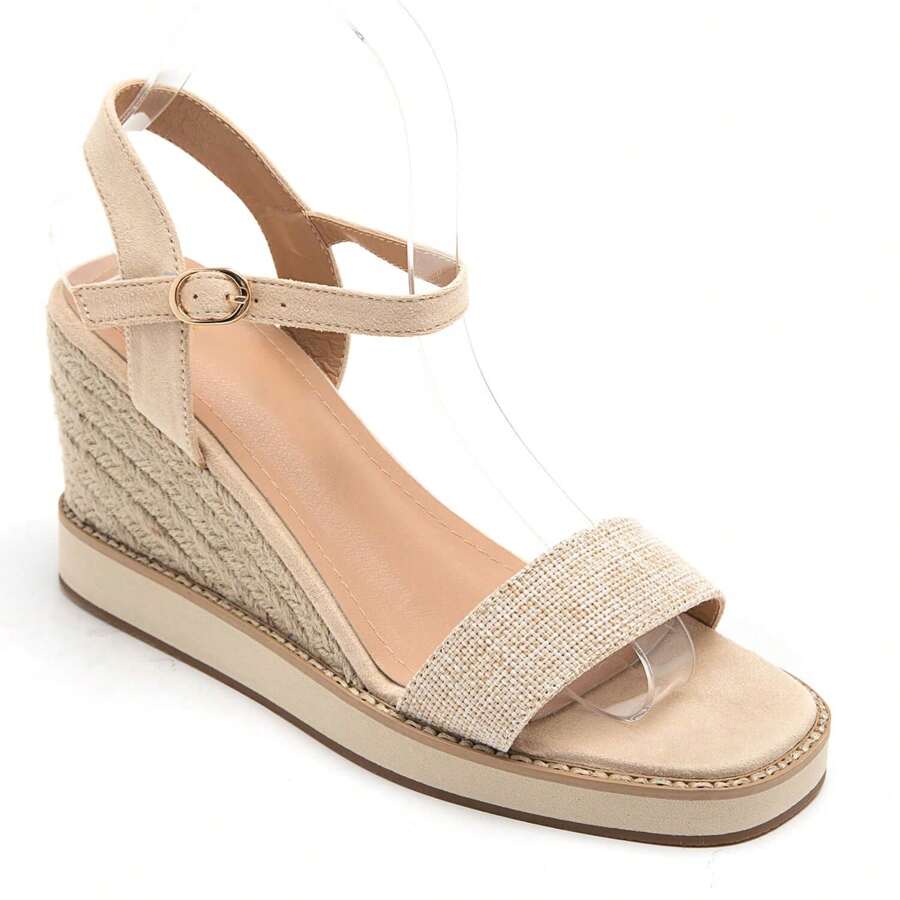 Giày sandal đế xuồng đơn giản, đa năng, thoải mái cho mùa hè - Màu be - Xem 1