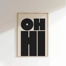 1 幅 OH HI 引言墙艺术画现代字体印刷帆布画粗体海报美观装饰适用于办公室卧室客厅公寓房间装饰无框或带框 - 彩色 - 查看 3