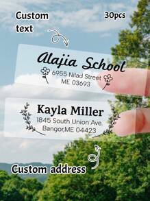 30/60/120/240Pcs Custom Text Rectangle Transparent Address Stickers, Personalized Address Labels, Customized Sticker With Text, Stickers For Envelopes, Customizable Party,School Supplies,Back To School,Multi-Functional,Ornamental,Reusable,Modern,Colorful,Cute,Vintage,Cartoon,Kawaii,Custom,Personalized,Unique,Customized,Workers,Clients,Students,For Business/Work/Office,For School,Season Picks,Office & School Supplies,Customized Stationery Stickers - Style a - View 7