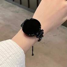 18mm/20mm/22mm 夏季新款星形水钻表带，可调节长度，兼容三星 Galaxy、Garmin、Amazfit 手表 - 柔软、透气 - 黑色 - 查看 6