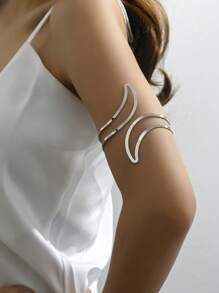 1 件简约金属交叉臂，优雅适合派对、婚礼、节日、音乐节、新年庆典、珠宝礼物 - 銀色 - 查看 2