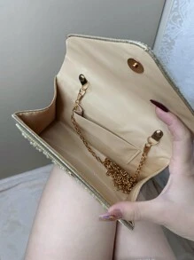 女士珍珠正式手拿包，适合正式场合、婚礼派对的时尚手提包 - 米色 - 查看 8