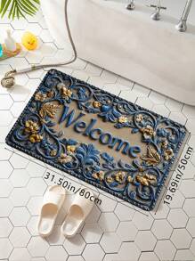 1pc Abstract Line Print High Elasticity Absorbent Non-Slip Bathroom Mat, Kitchen/Entrance Decorative Floor Mat Back To School Entryway Decor Bathroom Kitchen Decor