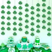 St. Patrick's Day Is Adorned With Glitter Pink Clover Hanging Skewers