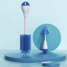 Juego de cepillos de limpieza de silicona 3 en 1 con rotación de 360 grados para chupetes, vasos de agua y recipientes con pajitas - Azul - Ver 2