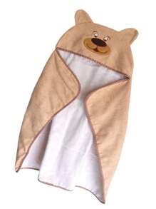Luxury Plush Baby Towel Lined With 100% Cotton Diaper Fabric And Animal Hood - 卡其色小熊 - 查看 3