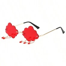 European And American Frameless Cloud Hanging Water Drop Funny Fashion Glasses For Men And Women, Unique Photography And Selfie Accessories For Summer Beach Vacation,Outdoor,Travel