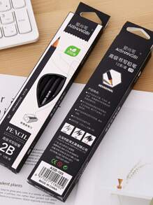 12pcs Black 2B Pencils With Erasers + 1pc Sharpener, Student Learning & Exam Stationery Pencil Set Back To School