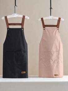 Waterproof And Oil Resistant Canvas Apron - Floral Design, Adjustable Waistband, Breathable Fabric, New Kitchen Home Cooking Oil And Stain Resistant Apron, Kitchen, Bathroom, Family, Household Products,Waterproof Oil Resistant Cooking Apron With Pockets - Adjustable And Multi-Purpose, Suitable For Coffee Bars And Restaurants
