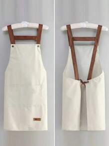 Waterproof And Oil Resistant Canvas Apron - Floral Design, Adjustable Waistband, Breathable Fabric, New Kitchen Home Cooking Oil And Stain Resistant Apron, Kitchen, Bathroom, Family, Household Products,Waterproof Oil Resistant Cooking Apron With Pockets - Adjustable And Multi-Purpose, Suitable For Coffee Bars And Restaurants