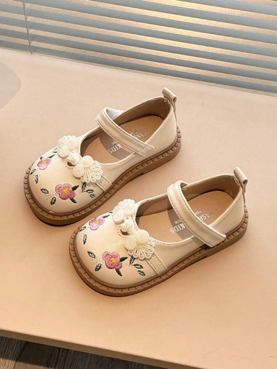1 para dziewczęcych, prostych, eleganckich, płaskich butów ze skóry w stylu chińskim, odpowiednich na wiosnę/lato