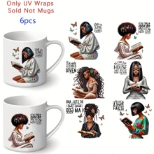 6 张 UV DT 转印纸，欧美信仰祝福设计系列，适用于水杯、T 恤、冰箱、电脑、马克杯等扁平物体，防水 DIY 装饰（不含杯子） - 彩色 - 查看 10