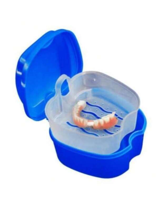 1 pièce Boîte de bain pour prothèses avec panier-passoire - Rangement et nettoyage des fausses dents pour les voyages - Brosses, protège-bouche, protège-nuit, conteneur de nettoyage et de trempage pour les appareils orthodontiques, accessoires de rangement portables