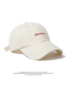 1pc Vintage Versatile English Embroidered Casual Baseball Cap, Unisex Summer High Street Fashion