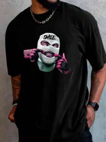 Men's T-Shirt Streetwear Rap Hip Hop T-Shirt Plus Size Shirt Premium Cotton - 黑色 - 查看 1