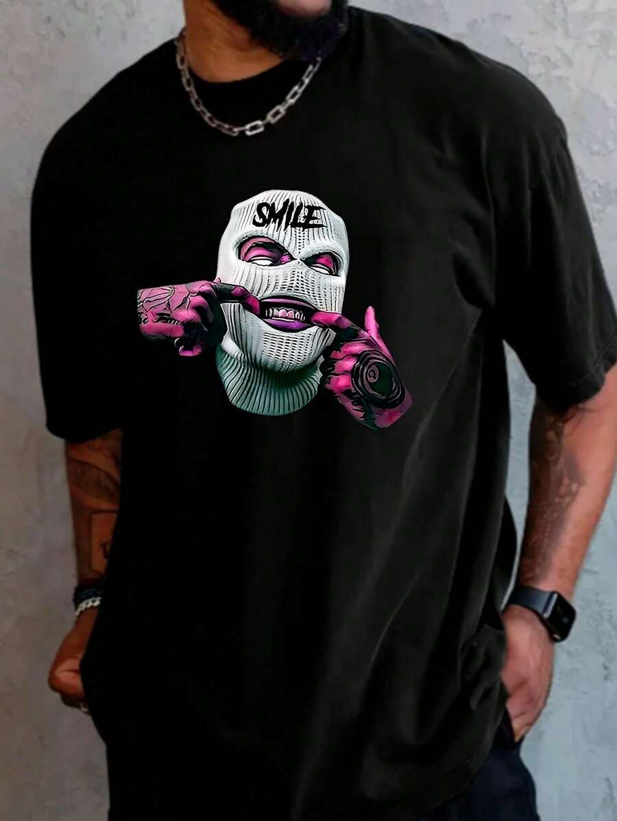 Men's T-Shirt Streetwear Rap Hip Hop T-Shirt Plus Size Shirt Premium Cotton - 黑色 - 查看 1