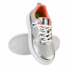 Tênis Prata Feminino Confortável Brilhante Casual