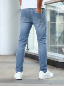 leev Men's Casual Straight Stretch Denim Jeans With Pockets
