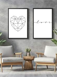 Kit 2 Decorative Love Heart Frames – Ideal For Living Room, Office, Entrance Hall, Bedroom And Modern Environments – Abstract Art For Elegant And Sophisticated Decoration - 黑色 - 查看 4
