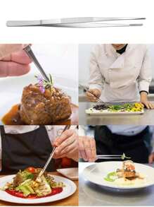 1个/2个/4个装不锈钢镊子，不锈钢长柄厨房镊子，不锈钢食品镊子，自助餐夹鱼骨镊子，烹饪夹厨房食品镊子 - 銀色 - 查看 8