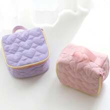 Girly Hearts Bursting! Heart Quilted Diamond-Shaped Cosmetic Bag, Pink, Purple, Green And Yellow Dreamy Four Colors, Small And Portable, Can Hold Your Beauty Tricks! Makeup Bag Travel School Supplies Travel Essentials Make Up Bag Holiday Essentials Makeup Bags Makeup Pouch Makeup Organizer Holiday Winter Leopard Print Sausage Dog Women Gifts For Women