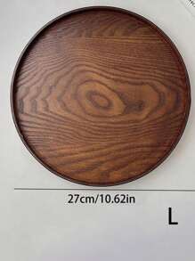 1pc Round Wooden Tray, Rustic Style Serving Platter, Wooden Tea Tray, Home Dining Plate For Cup/Cake