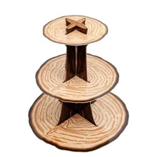 1 Pc Tree Stump Themed Paper Cupcake Stand, Paper Products,3-Tier Centerpiece For Baby Shower And Birthday Party - Multicolor - View 1